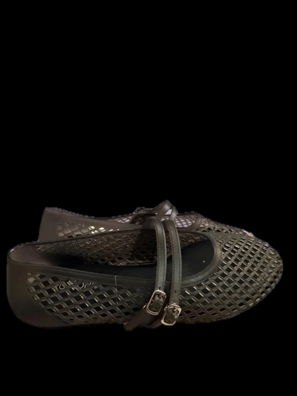 Roxoni Double Strap Jelly Mary Jane Flats - Black/ Transparent - New Without Tag - Picture 8 of 8